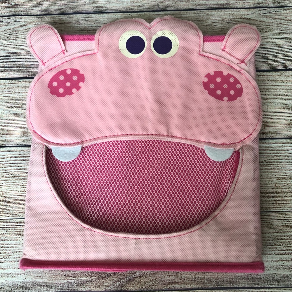 Pink Hippo Canvas Bin Kids Storage Organization